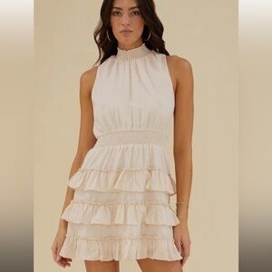 Rachel Parcell Elegant Cream Sleeveless Ruffle Dress